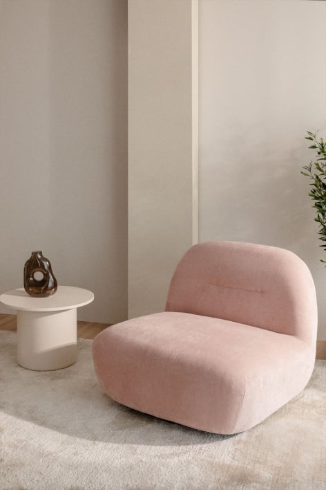 Swivel armchair in Sernin chenille - Chenille Pink Quartz