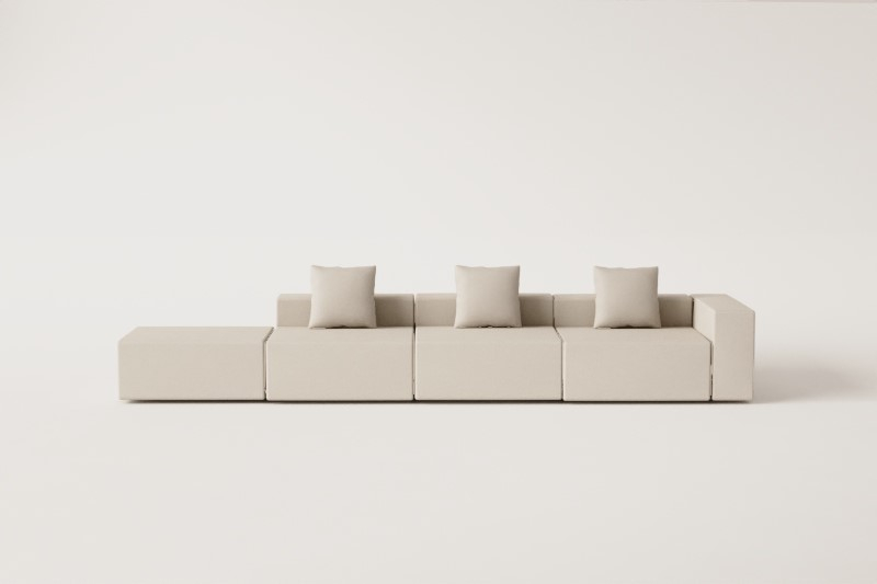 3-piece modular corner sofa with pouf (↔︎450 cm) Bruna