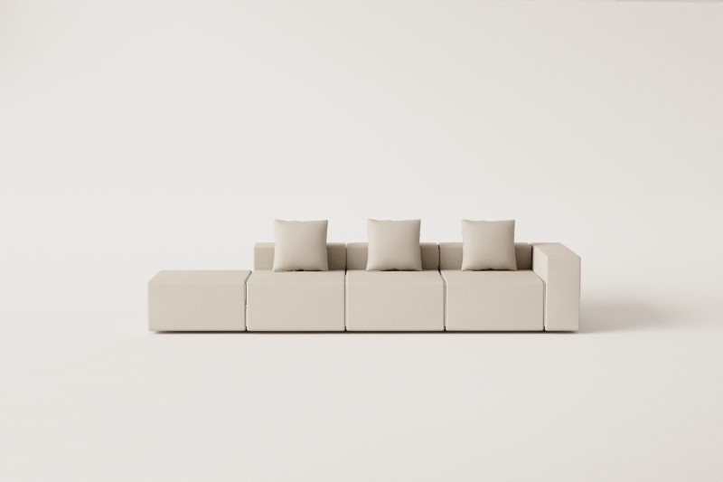 3-piece modular corner sofa with pouf (↔︎370 cm) Bruna