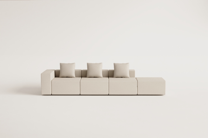 3-piece left corner modular sofa with pouf (↔︎370 cm) Bruna