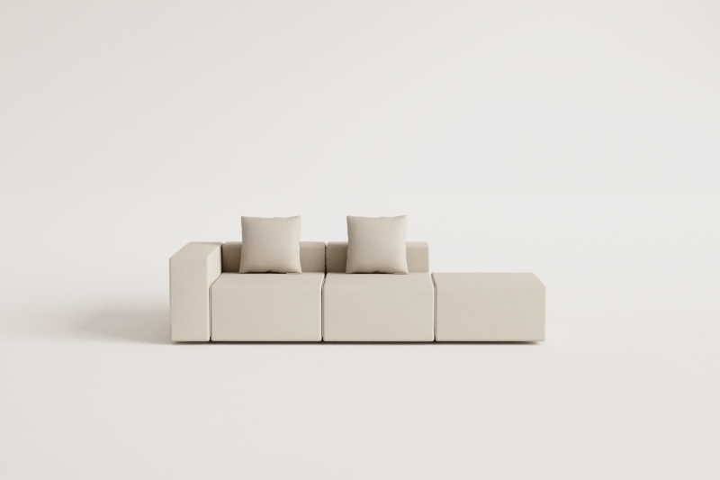 2-piece left corner modular sofa with pouf (↔︎285 cm) Bruna