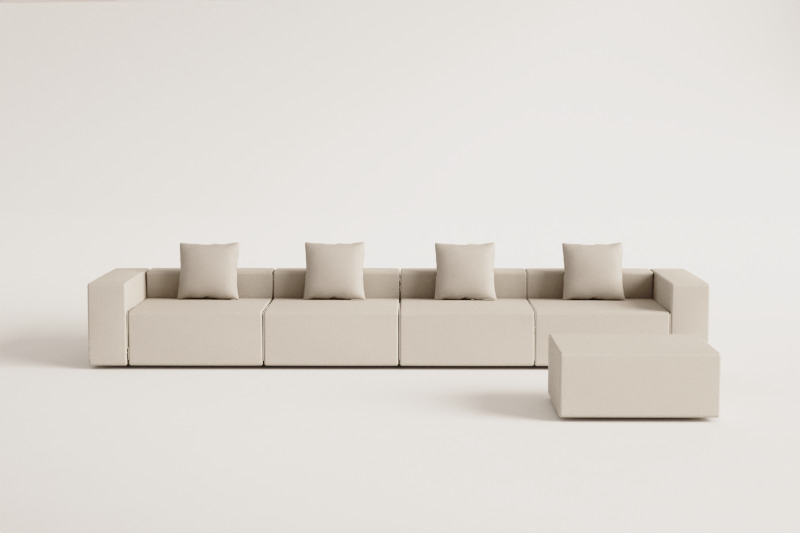 4-piece modular sofa with pouf (↔︎480 cm) Bruna