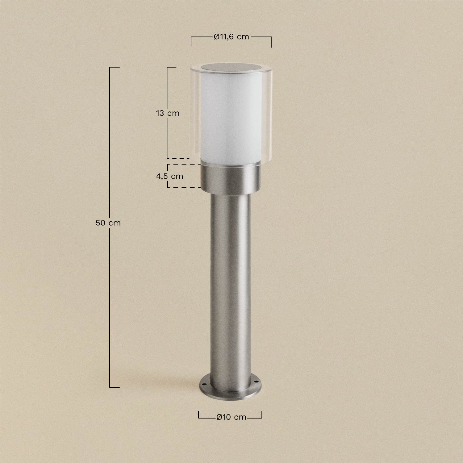 Vantol stainless steel outdoor beacon, medidas