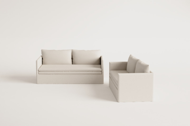 Living room set with 2-seater sofa and 3-seater sofas in Grace linen and cotton