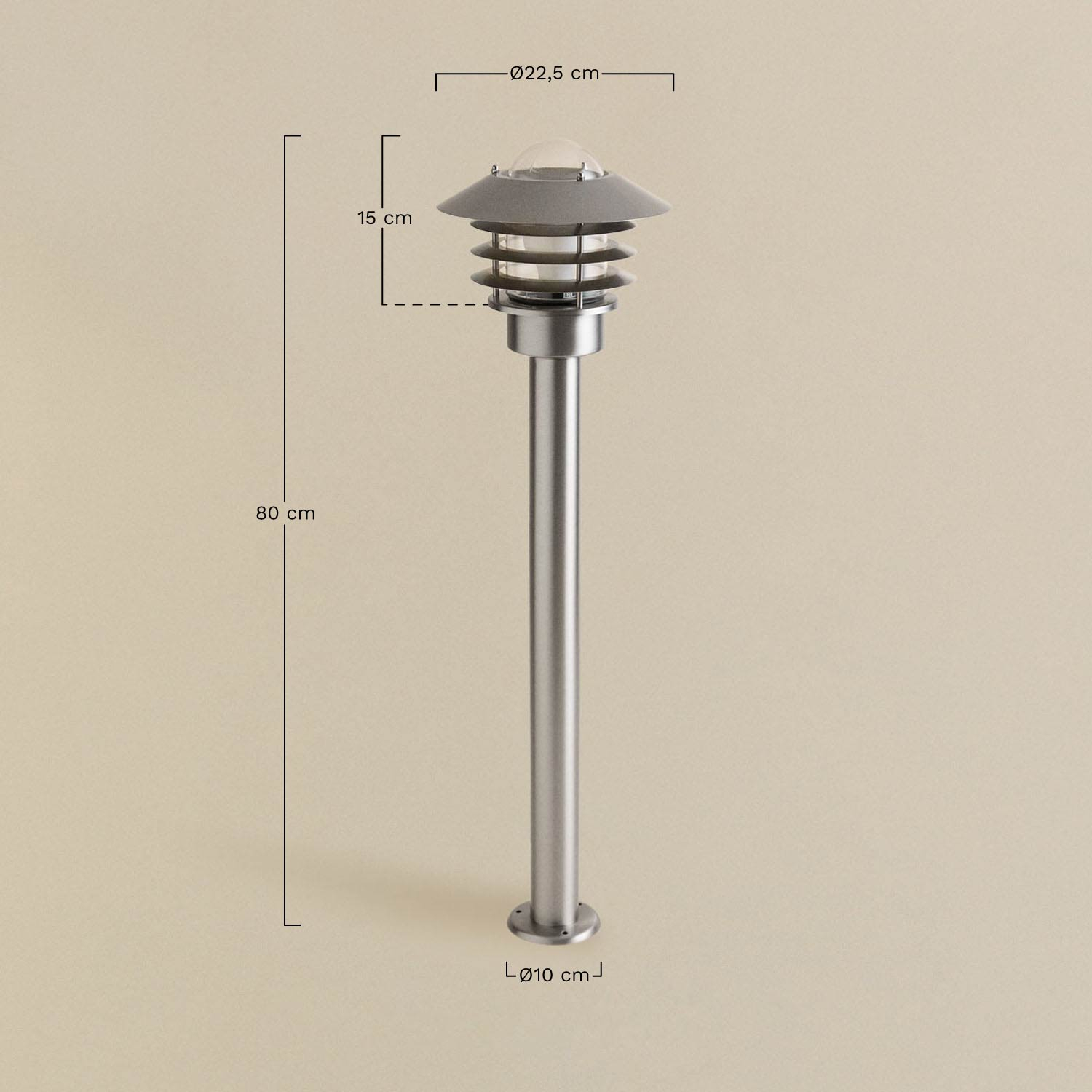 Fovar stainless steel outdoor beacon, medidas