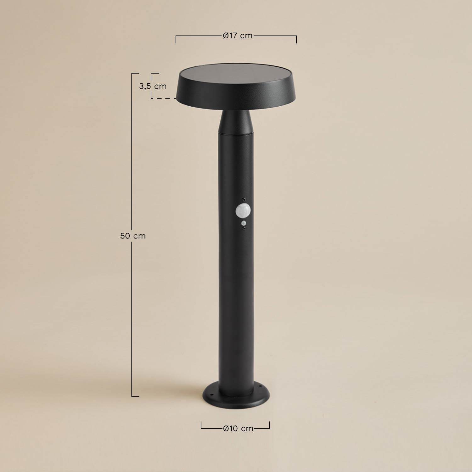 Bravissia stainless steel outdoor solar LED beacon, medidas