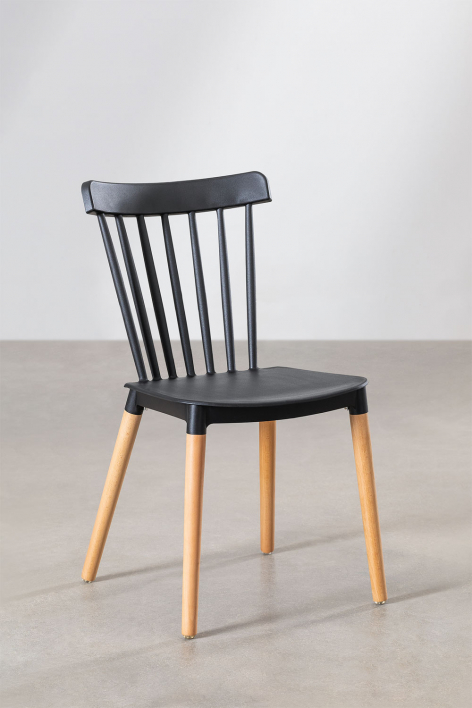 Pack of 2 Royal dining chairs in Beech wood and polypropylene - Black