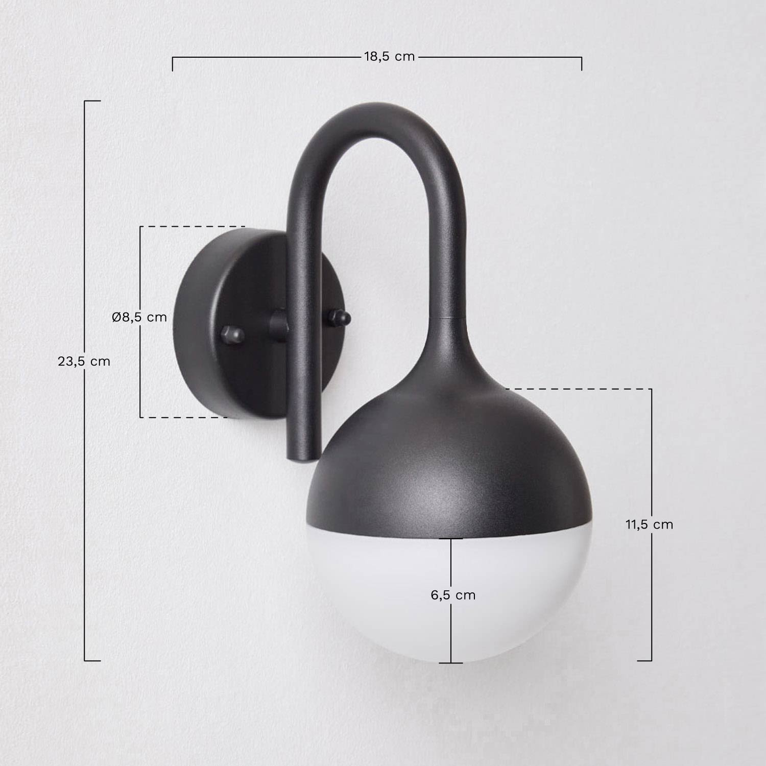 Uveron outdoor LED wall lamp in aluminium , medidas