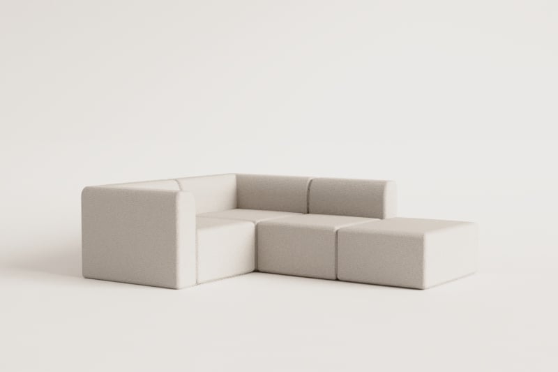 3-piece modular corner sofa with Fogler pouf