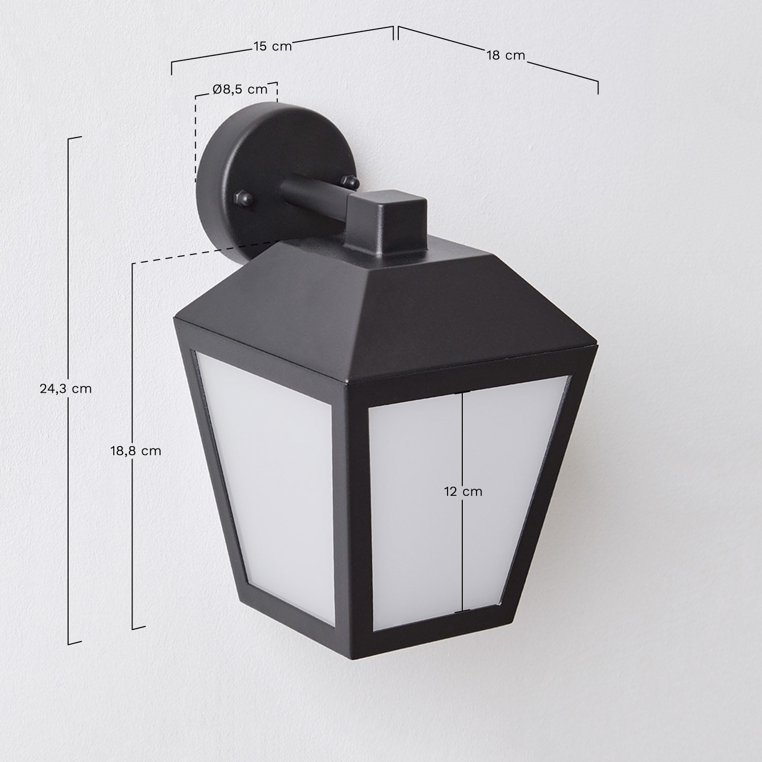 Yalven Aluminum Outdoor LED Wall Lamp , medidas