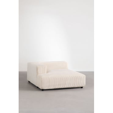 Left Chaise Longue Module For Bruna Modular Sofa Corduroy Beige Nature - Sklum