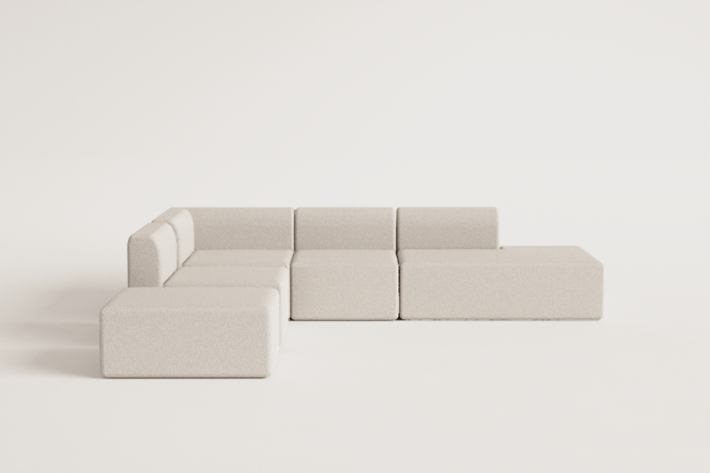 Fogler 4-piece modular corner sofa with right-hand divan and pouf