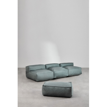 Dojans 3-piece Modular Sofa And Pouf Green Éter - Sklum