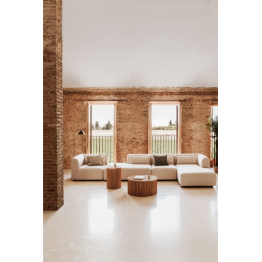 Fogler 4-piece Right Chaise Longue Modular Sofa With Chaise Lounge Teddy Fabric Cream Beige - Sklum