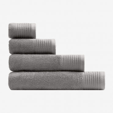 Set Of 4 Terry Cotton Towels With Claritone Border Mink Grey - Sklum