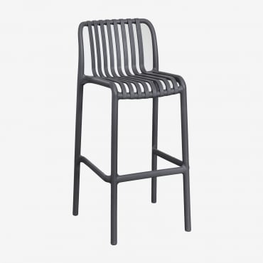 Pack Of 4 Wendell Polypropylene Stackable Garden Stools Grey Graphite & ↑75 Cm - Sklum