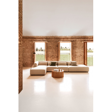Fogler 4-piece Left-hand Corner Chaise Longue Modular Sofa With Chaise Lounge Teddy Fabric Cream Beige - Sklum