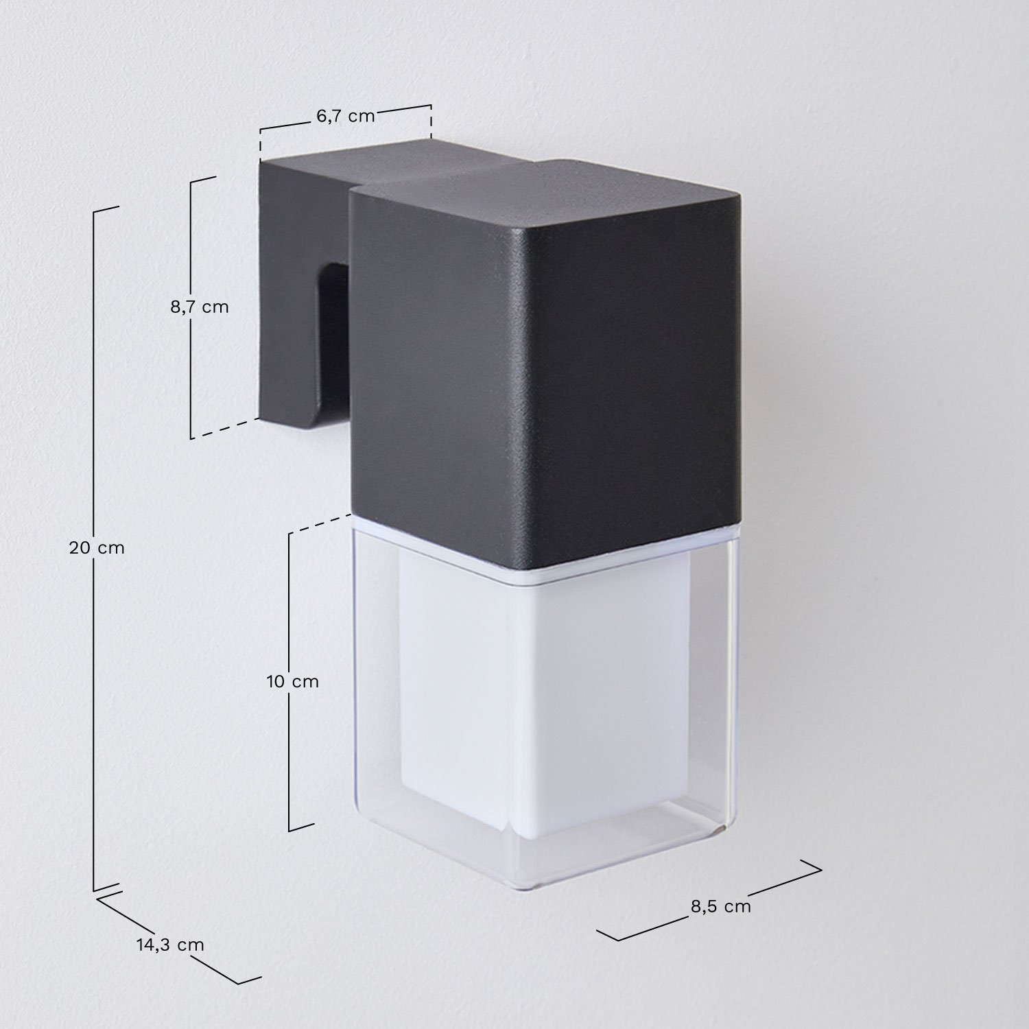 LED outdoor wall light in aluminum Torevi, medidas