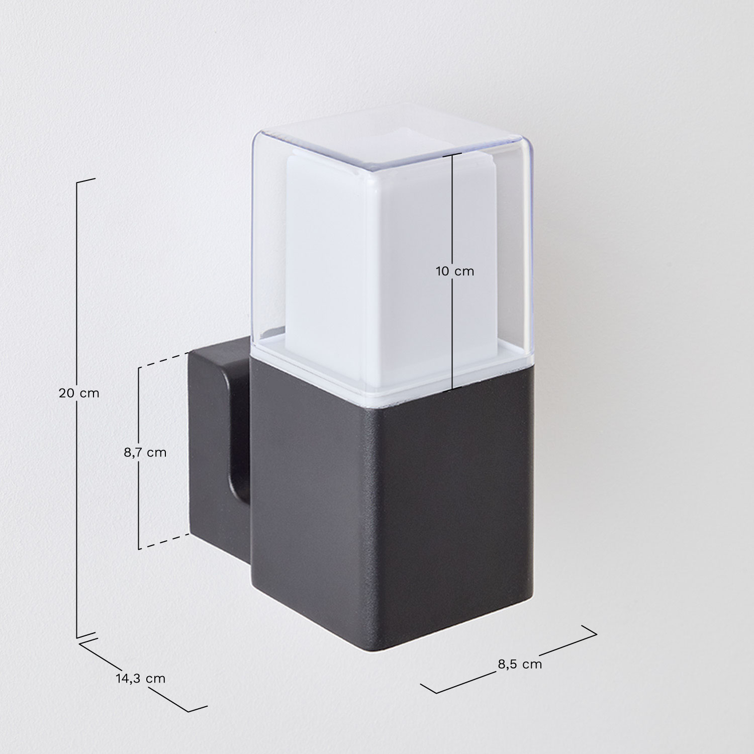 LED outdoor wall light in aluminum Torevi, medidas