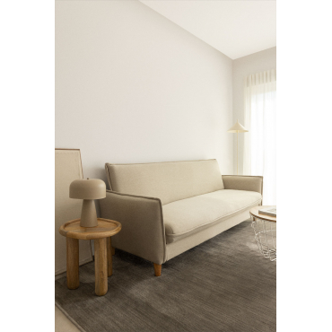 2 Seater Reclining Sofa In Shung Style Fabric Beige Cream - Sklum