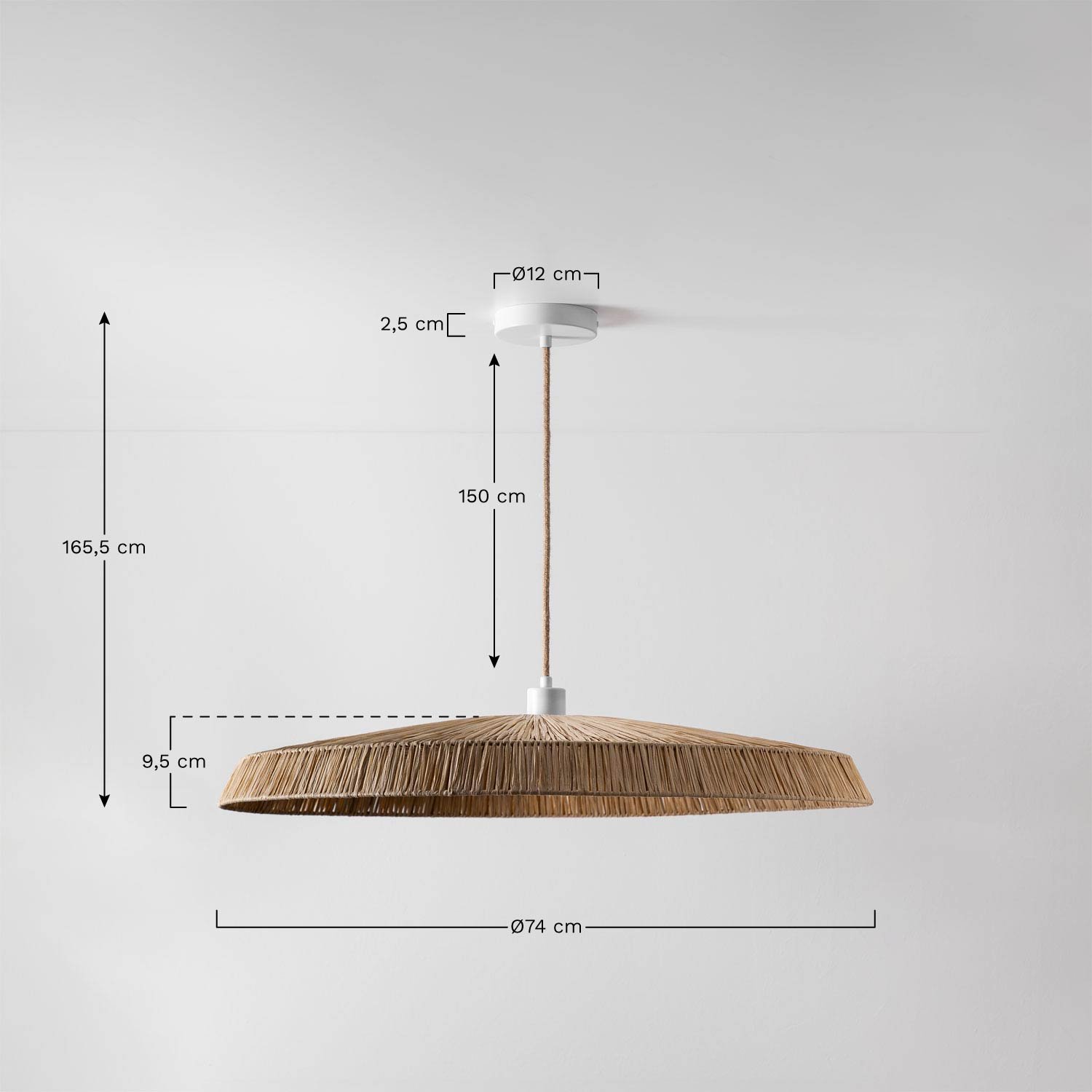 Raffia Ceiling Lamp Velcko, medidas