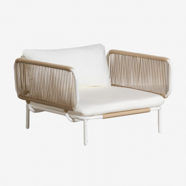 Roubly Modular Garden Sofa Armchair Almond Beige - Sklum