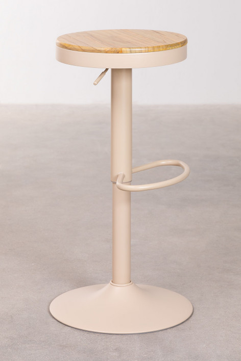 4-Pack adjustable high stools in linen beige steel and elm wood Bardder - Beige Linen