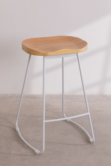 4-Pack high stools 65 cm in white steel and elm wood Neicol - White