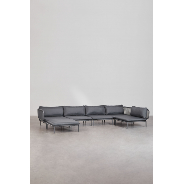 5-piece Modular Garden Corner Sofa And Roubly Pouf Grey Graphite - Sklum