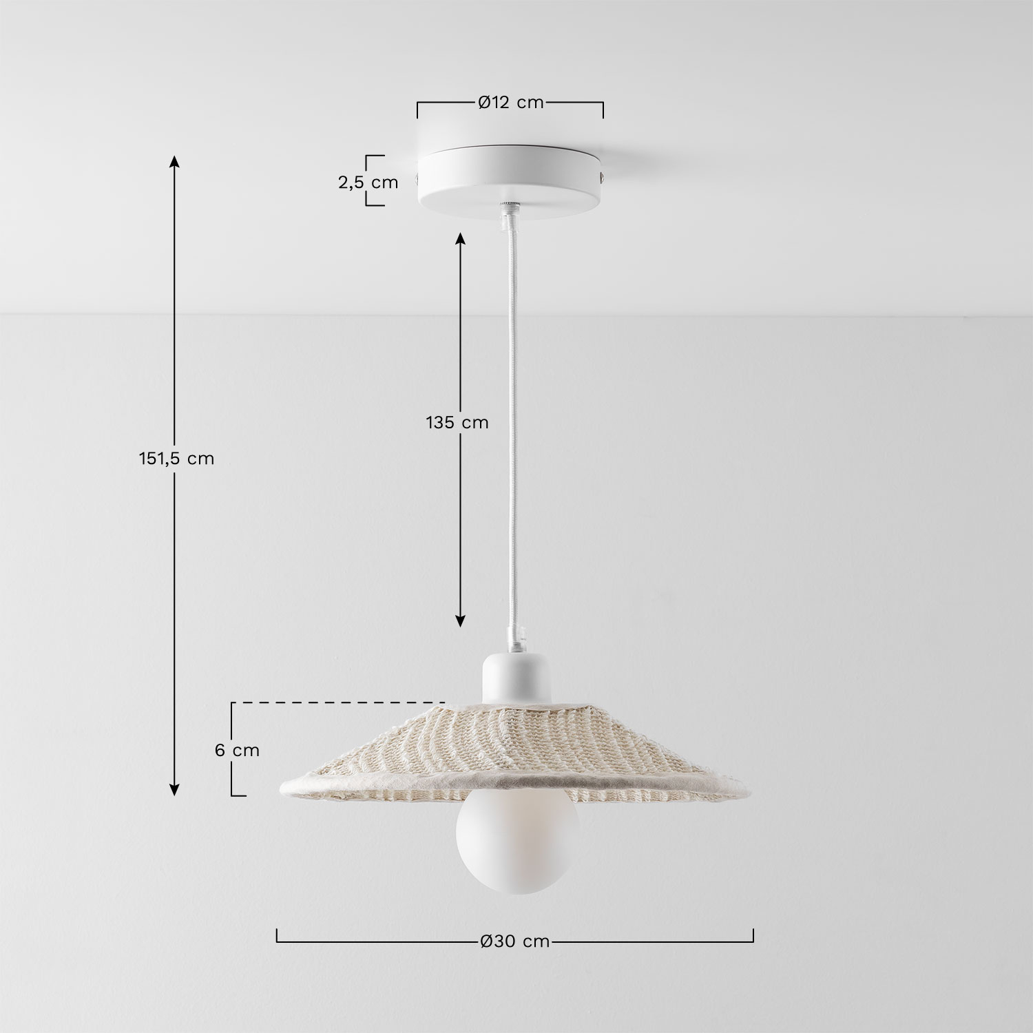 Massina linen ceiling lamp, medidas