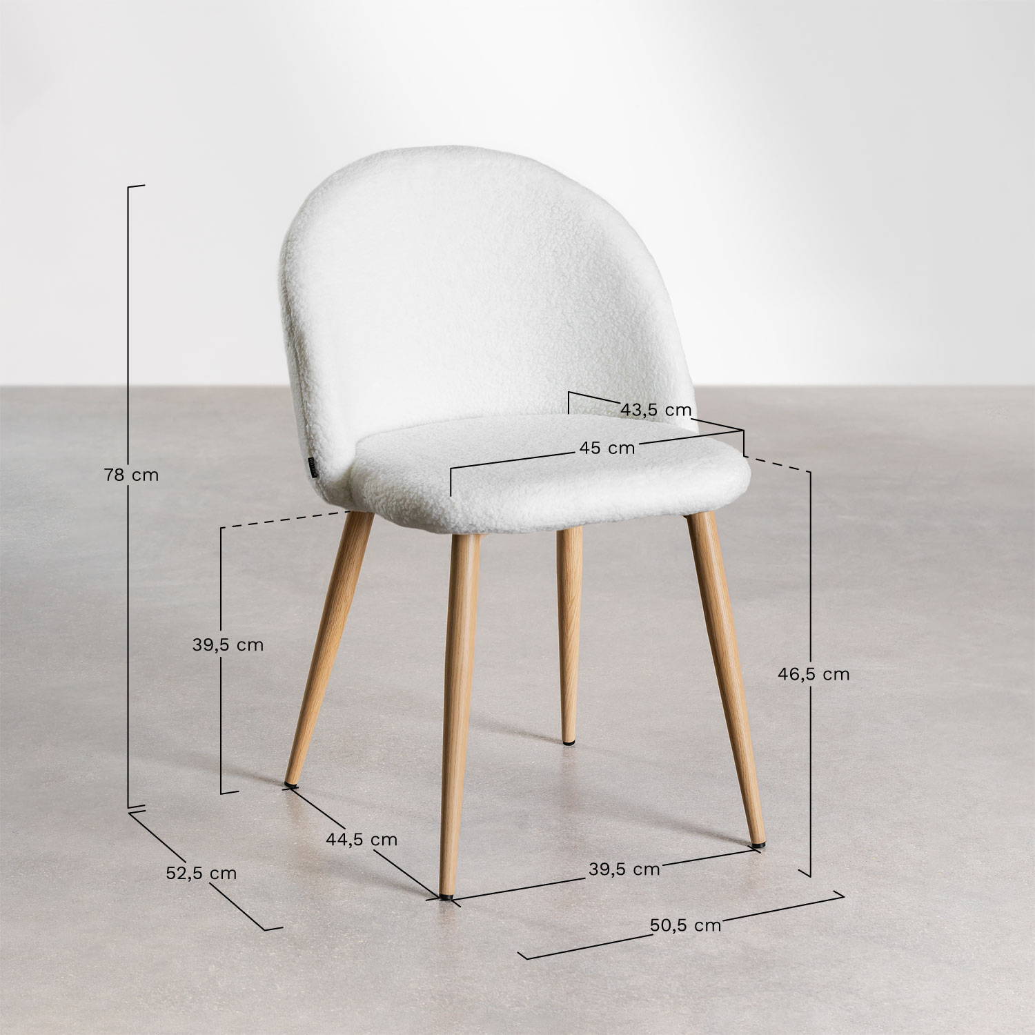 Pack of 2 Dining Chairs in Borreguito Kana , medidas