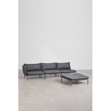 3-piece Modular Corner Garden Sofa And Roubly Bean Bag Grey Graphite - Sklum