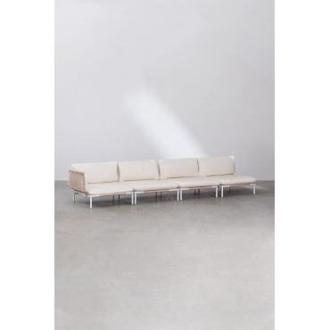 Roubly 4-piece Corner Garden Modular Sofa Almond Beige - Sklum