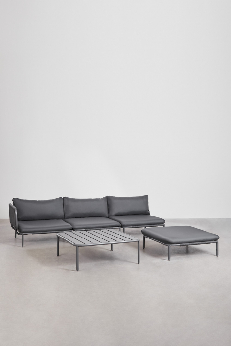 3-piece modular corner garden sofa, pouf and Roubly coffee table