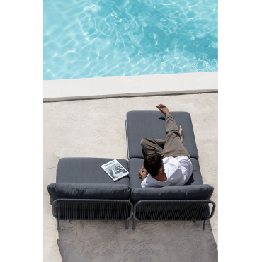 2-piece Modular Garden Sofa And Roubly Pouf Grey Graphite - Sklum