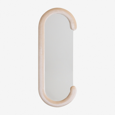 Jasnon Oval Velvet Wall Mirror (60x160 Cm) Brown Wheat - Sklum