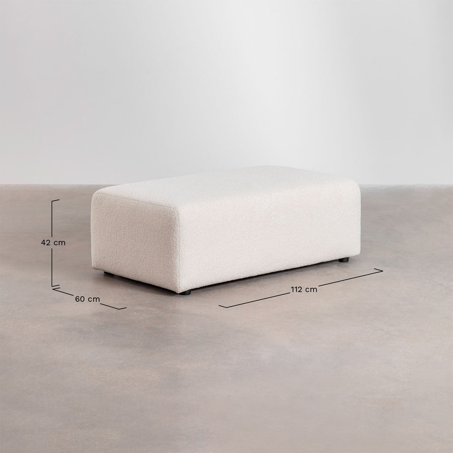 Puff 112x60 cm in Borjan lamb  , medidas