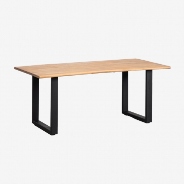 Rectangular Garden Table 180x90 Cm In Acacia Wood And Steel Maupi Black - Sklum