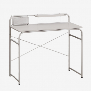 Sibila 100x45 Cm Desk In Steel And Wood Tapioca Beige - Sklum