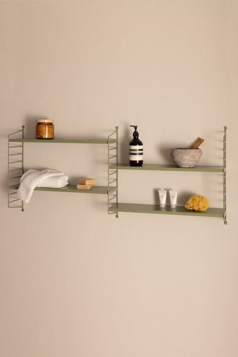 Modular wall shelf ↔︎60 cm in steel Emine - Green Khaki