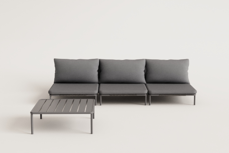 3-Piece Modular Garden Sofa and Roubly Coffee Table