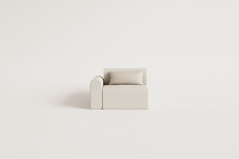 Left corner module for modular sofa in Borjan fleece