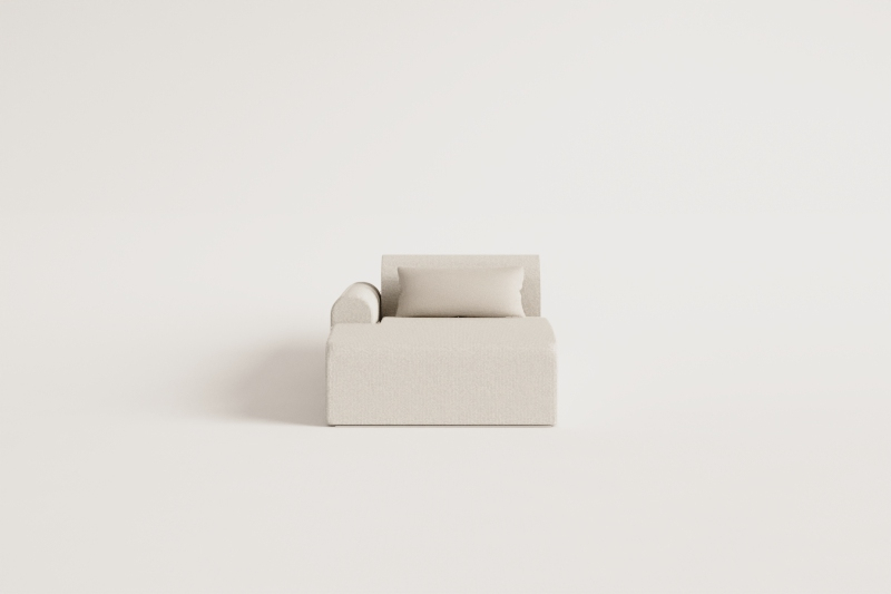 Left chaise longue module for modular sofa in Borjan shearling