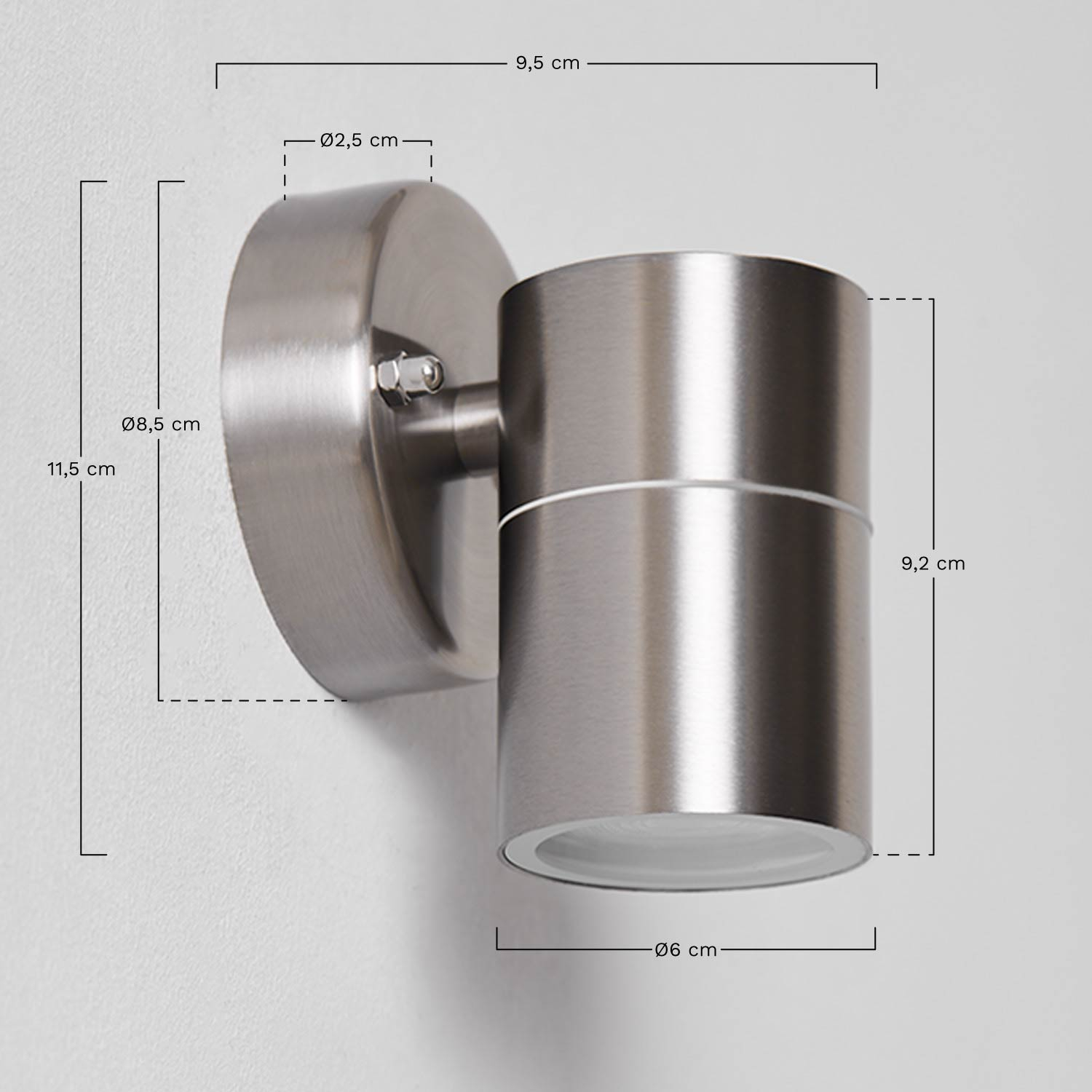 Jaxten Stainless Steel Outdoor Wall Sconce, medidas