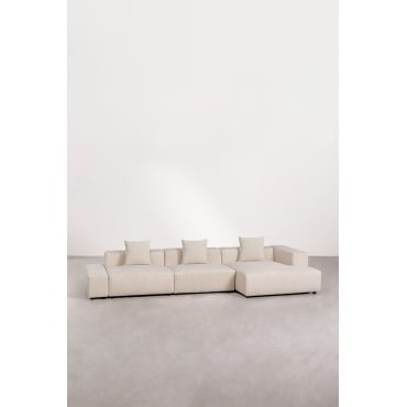 3-piece Right Corner Chaise Longue Modular Sofa (↔︎375 Cm) Bruna Corduroy Beige Nature - Sklum