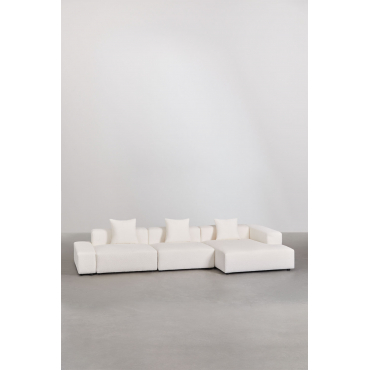 3-piece Right Corner Chaise Longue Modular Sofa (↔︎375 Cm) Bruna White Bouclé - Sklum