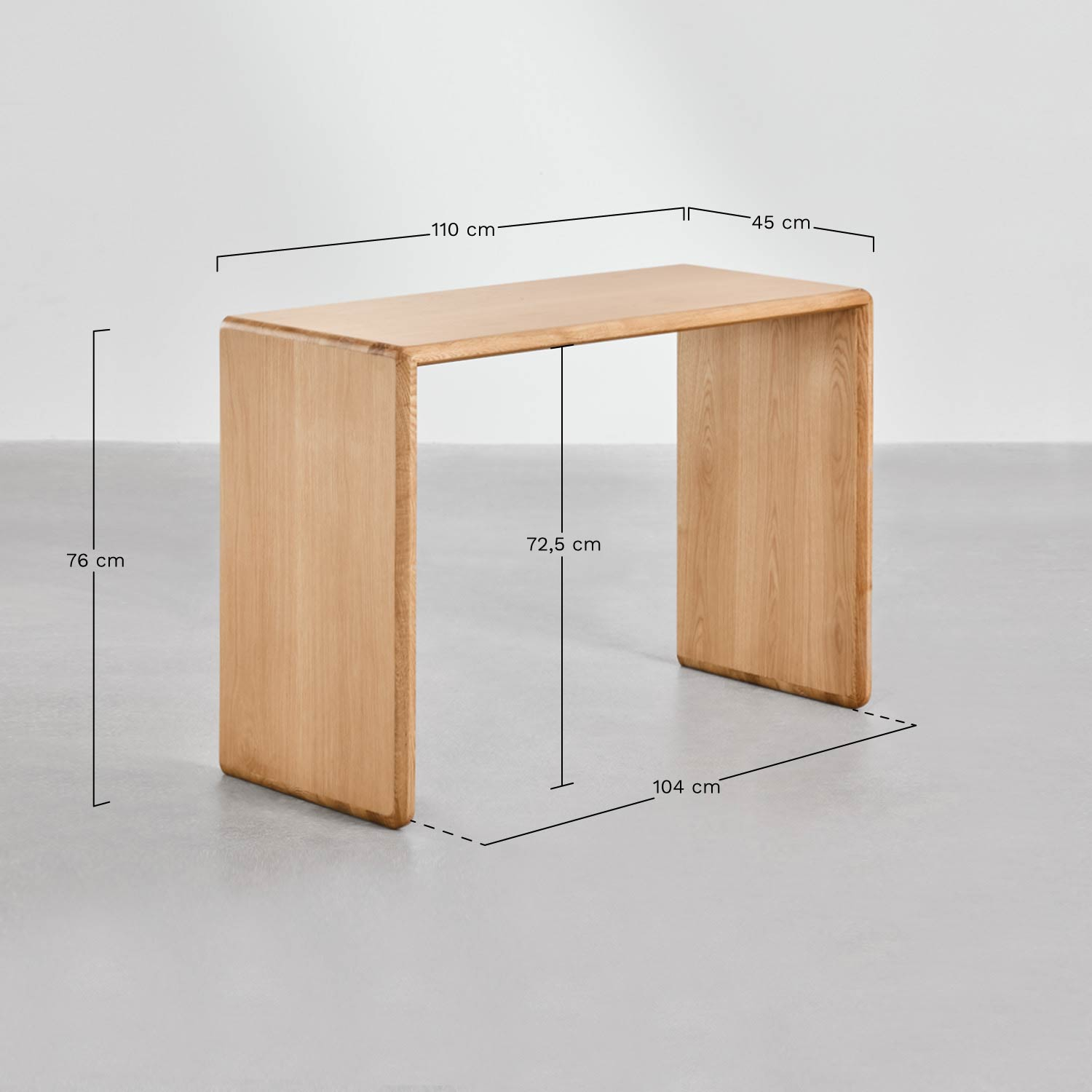 Treveris wooden desk 110x45 cm, medidas