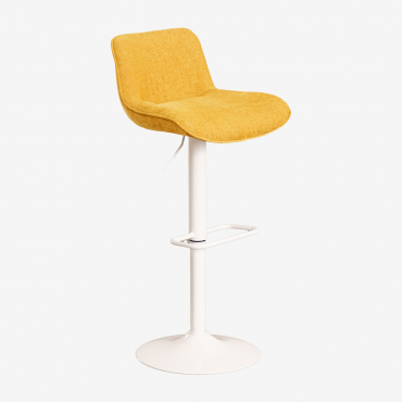 Adjustable High Stool With Metal And Fabric Backrest Igarasi White - Yellow Curry - Sklum