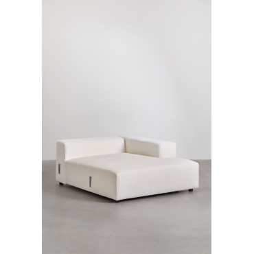 Right Chaise Longue Module For Bruna Modular Sofa White Bouclé - Sklum