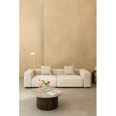 2-piece Modular Sofa (↔︎270 Cm) With High Armrest Bruna Corduroy Beige Nature - Sklum
